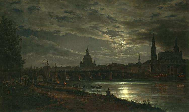 Johan Christian Dahl View of Dresden in the Moonlight (mk10) oil painting image